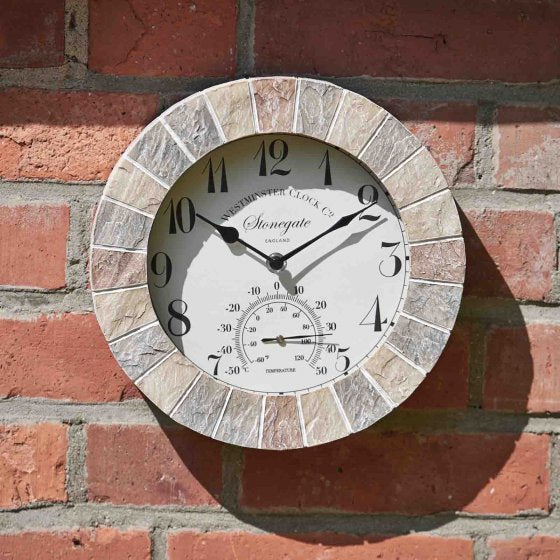 Stonegate Wall Clock & Thermometer 10in