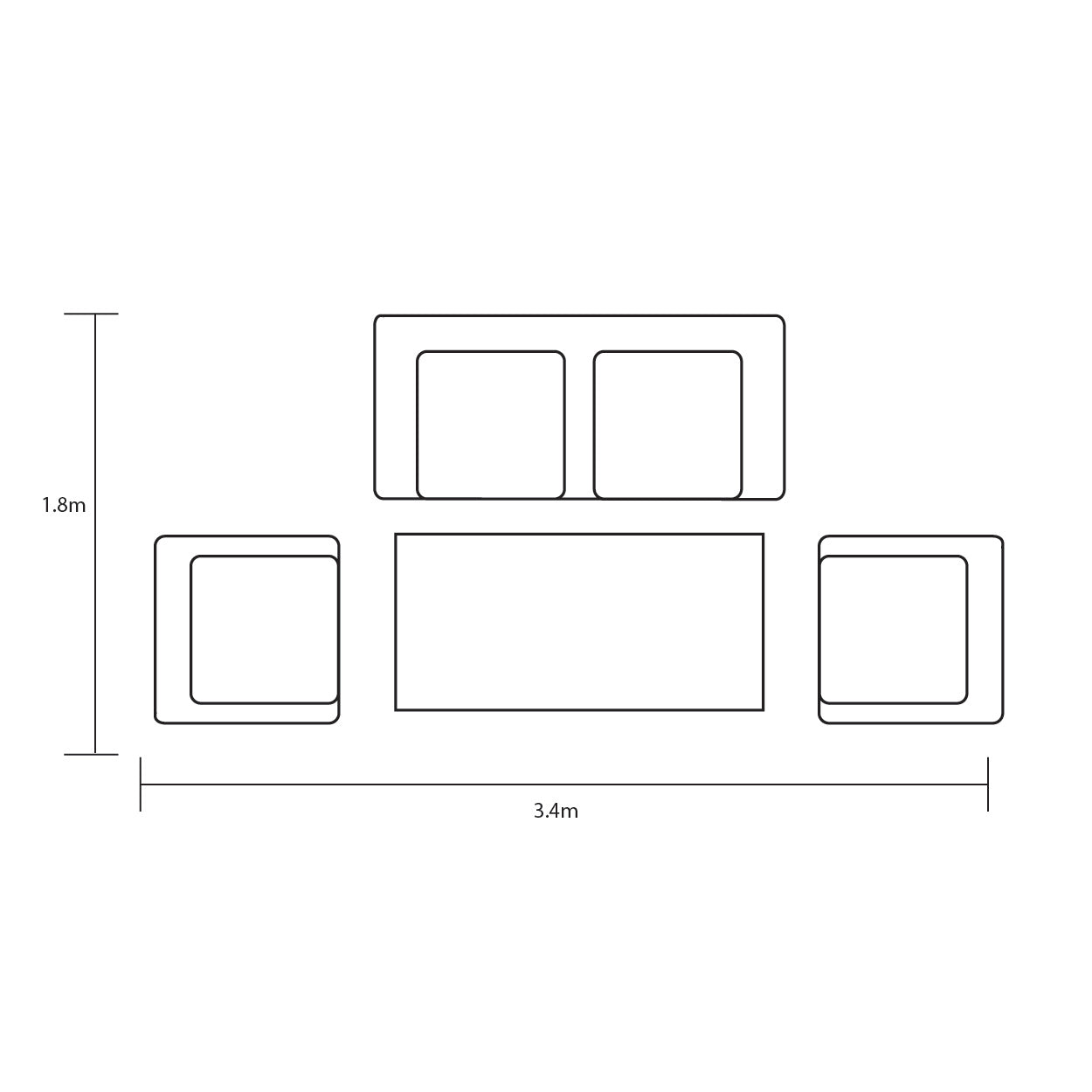 Outdoor Lounge with Coffee Table in Cast Aluminium - Amalfi By Hartman