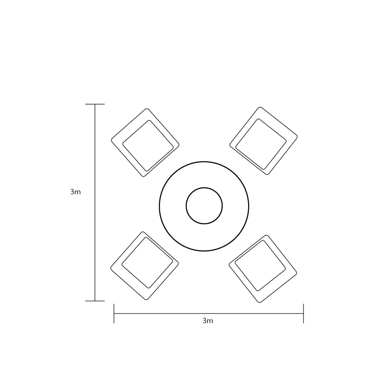 Outdoor Dining 4 Seat in Cast Aluminium - Amalfi By Hartman