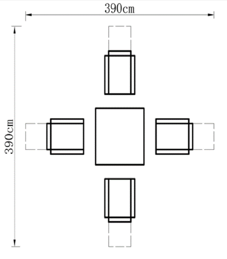 Outdoor Dining 4 Seat Reclining in Grey - Kendal By Vila