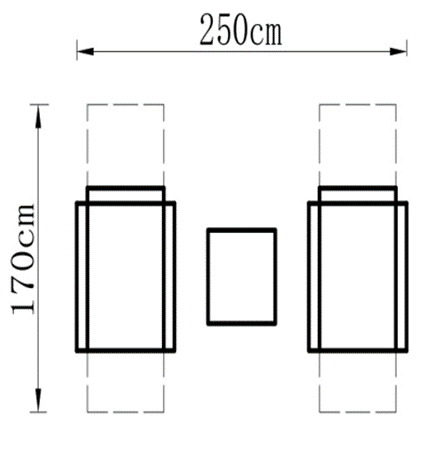 Wide Reclining Bistro with Integrated Footstools in Grey - Kendal by Vila