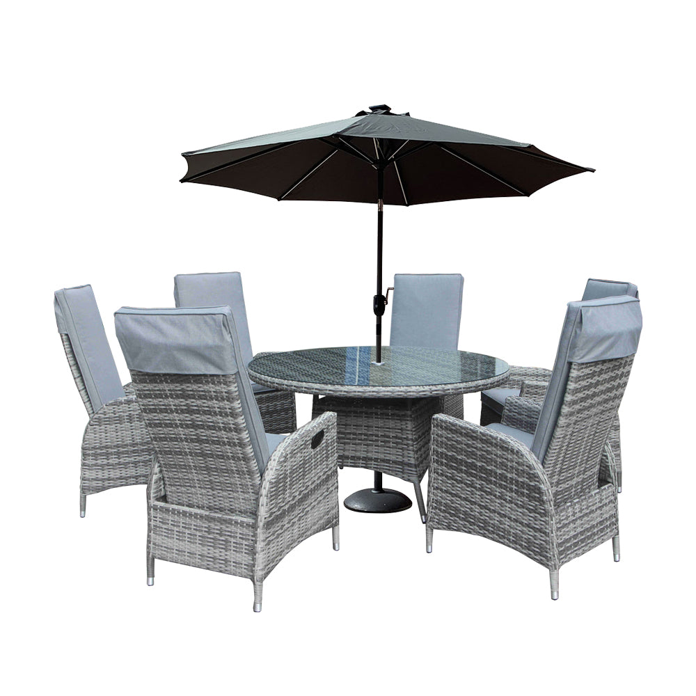 Reclining Round 6 Seat Dining Set- Double Moon By Vila