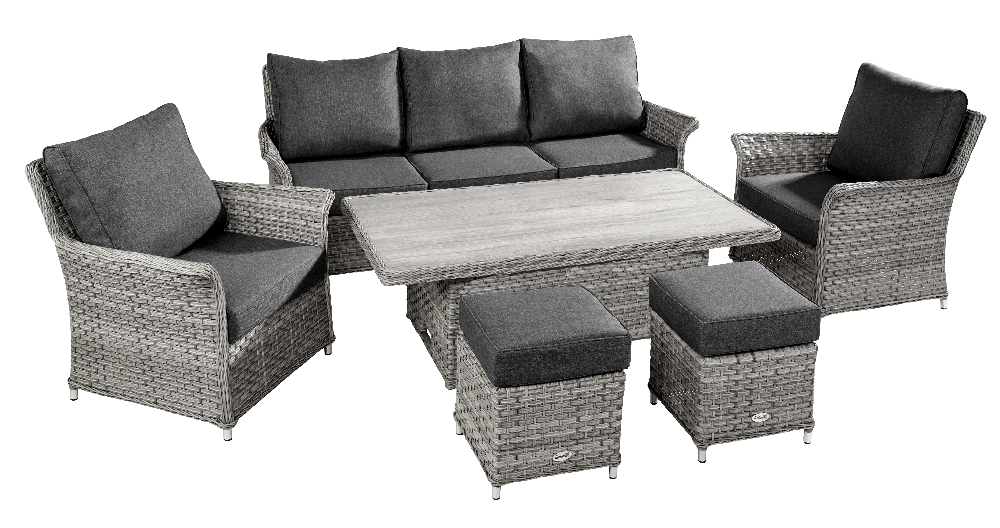 Outdoor Lounge Sofa Set With Adjustable Table in Ash Grey - Heritage By Hartman