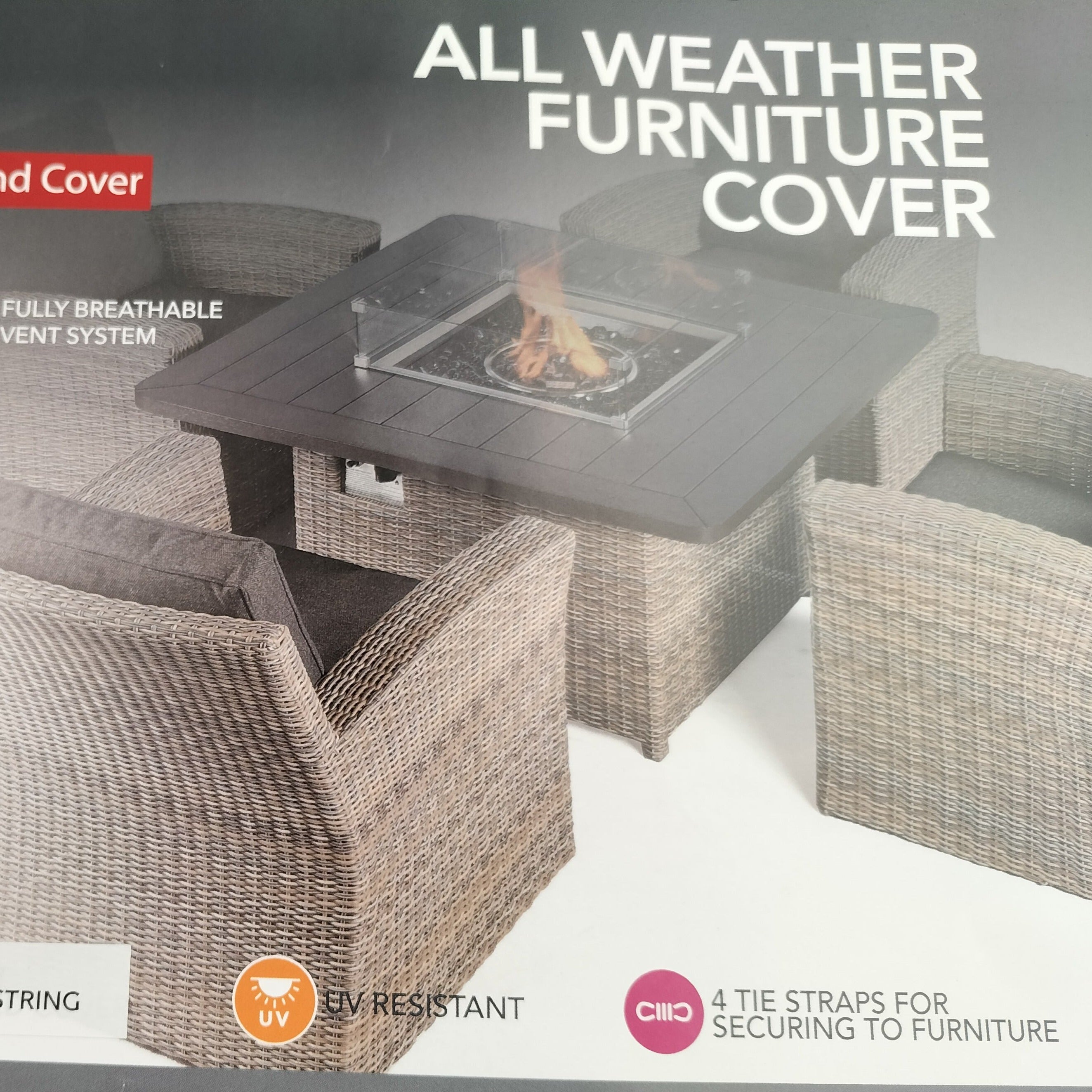 Outdoor Furniture Cover for Supremo | Square Fire Pit Set (Breathable Fabric)