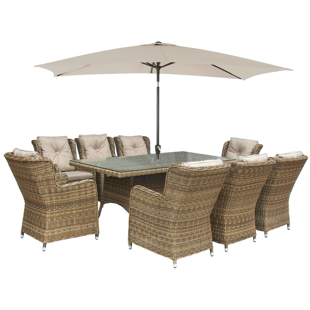 Outdoor Dining 8 Seat Rectangular in Natural - Seville By Katie Blake