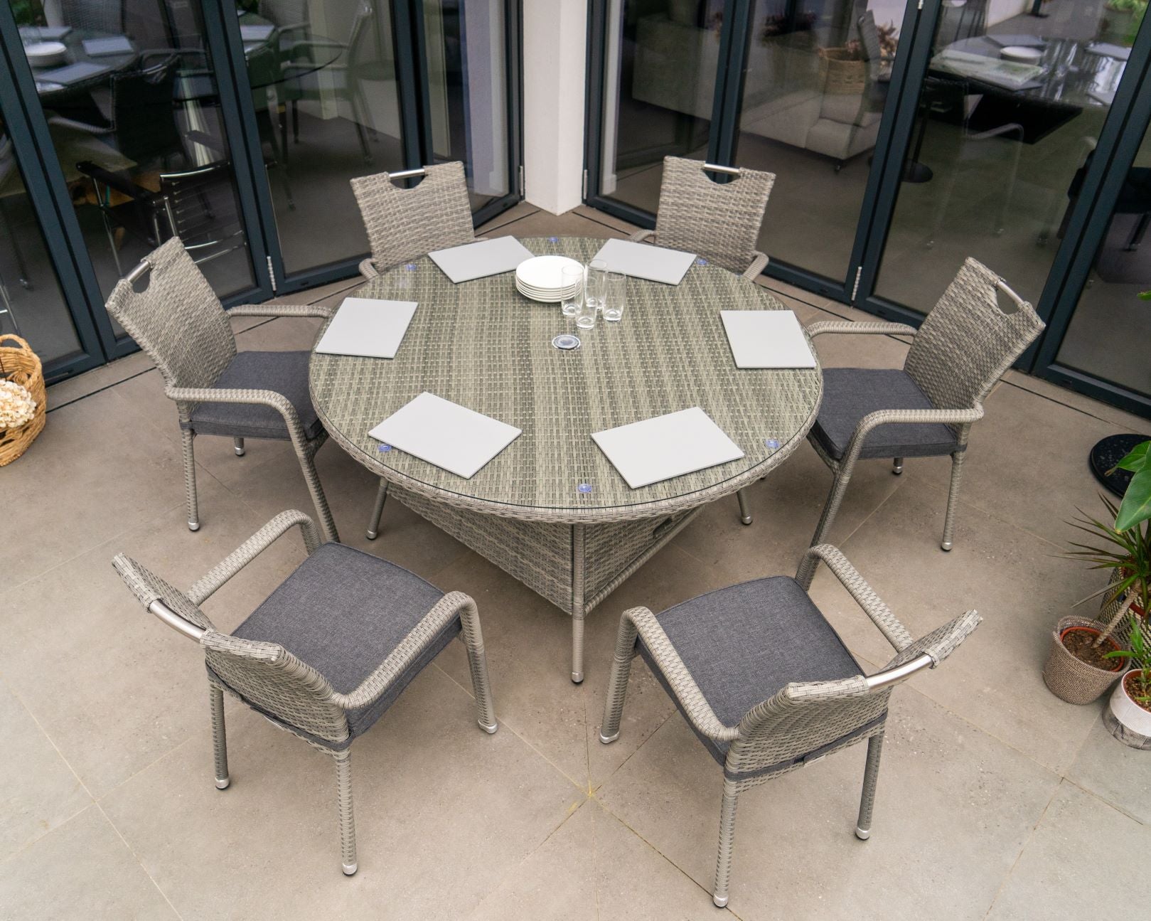 Stackable 6 Seat Round Dining Set- By Vila