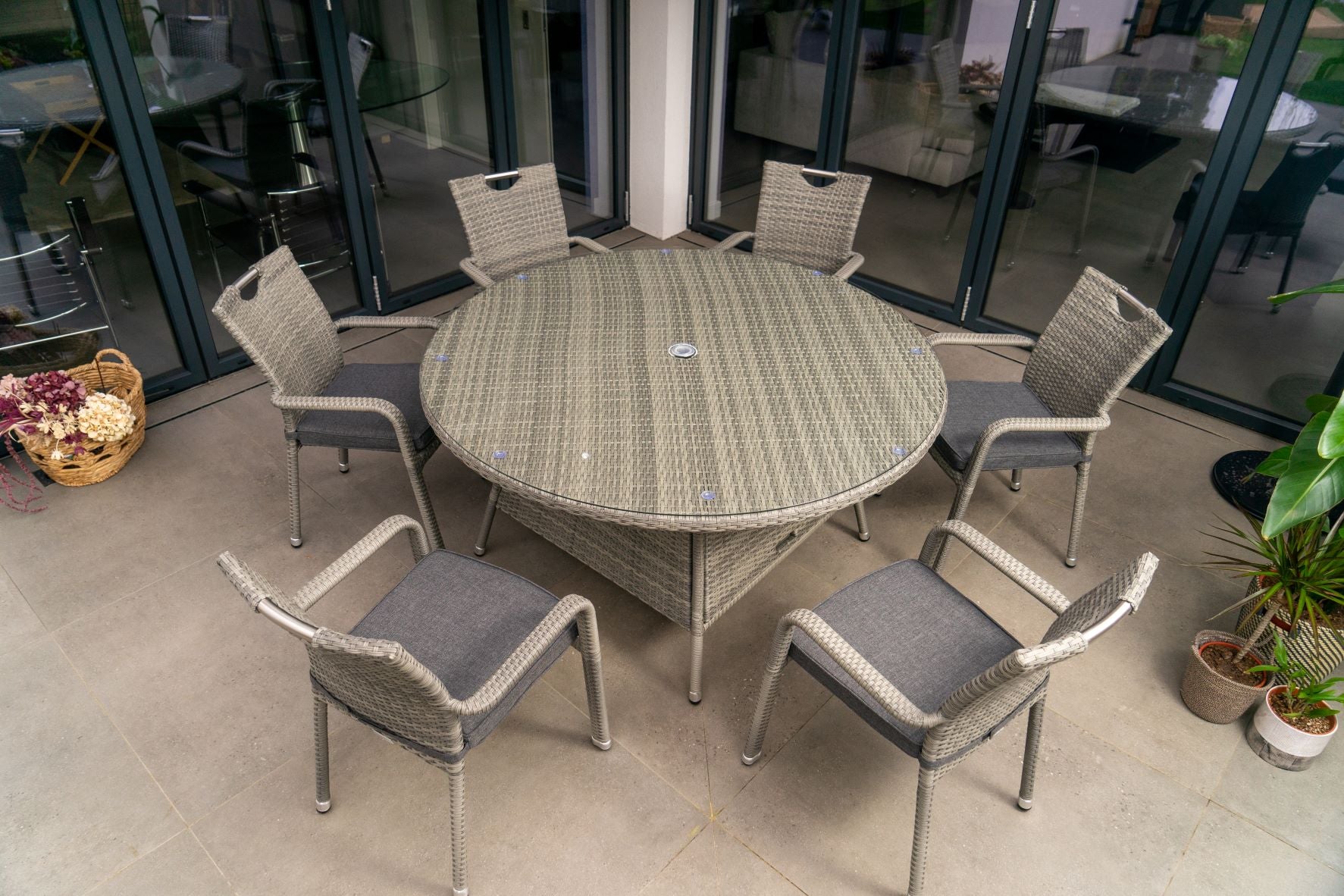 Stackable 6 Seat Round Dining Set- By Vila