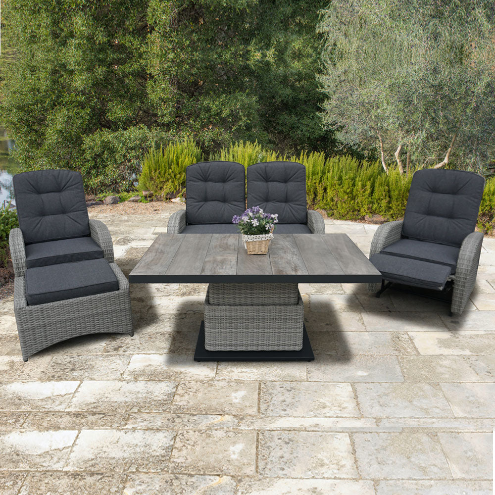 Reclining Lounge Set with Adjustable Table in Grey - Bowness By Vila