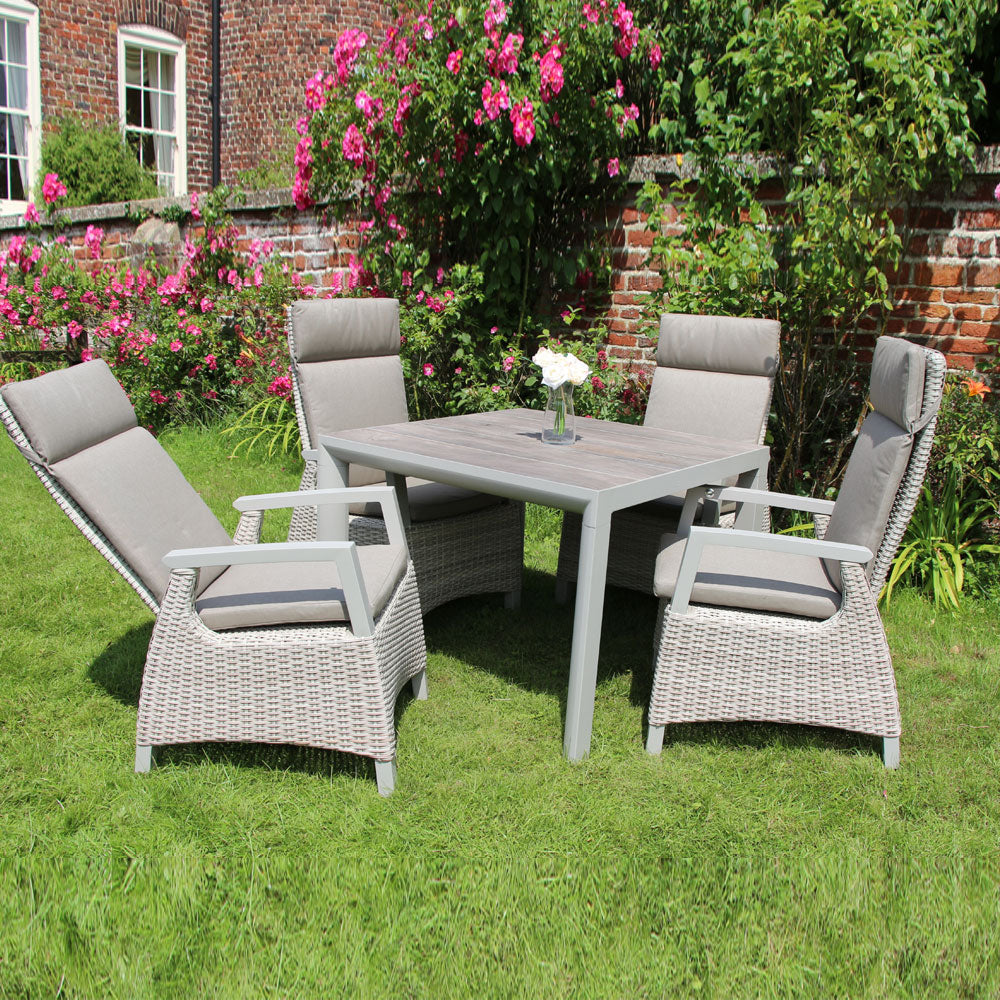Outdoor Dining 4 Seat Reclining in Natural - Kendal By Vila