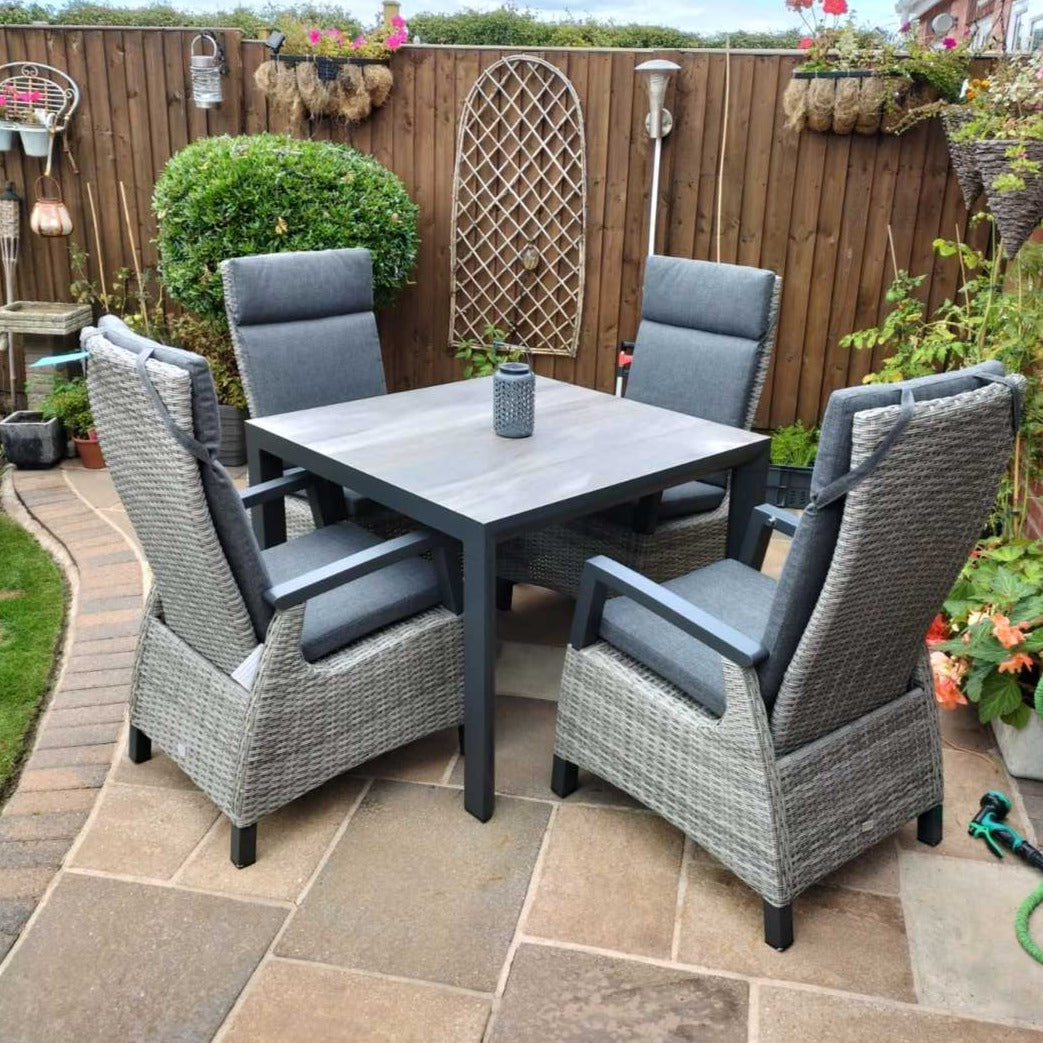 Outdoor Dining 4 Seat Reclining in Grey - Kendal By Vila