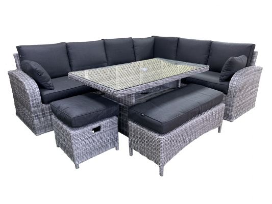 Large Corner with Adjustable Table in Grey - Club By Harbo
