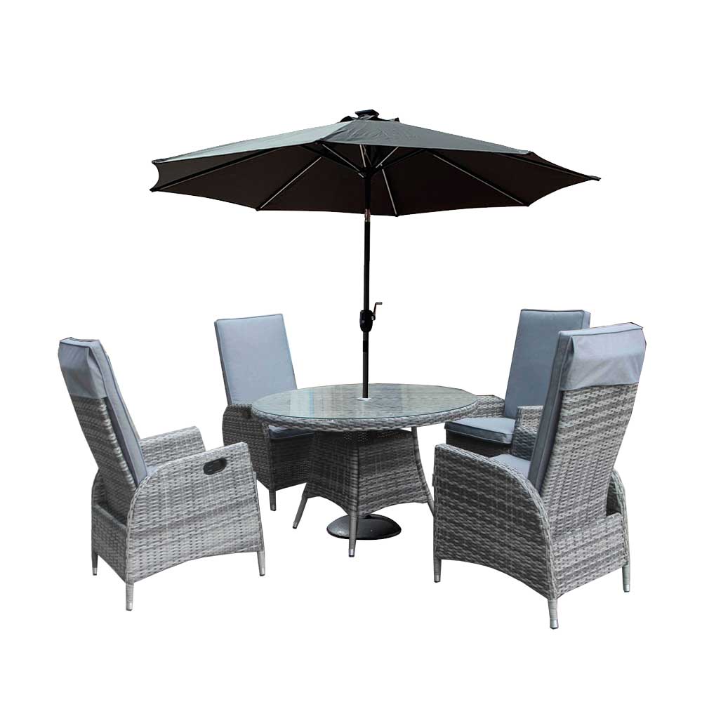 Reclining 4 Seat Round Dining Set - Double Moon By Vila