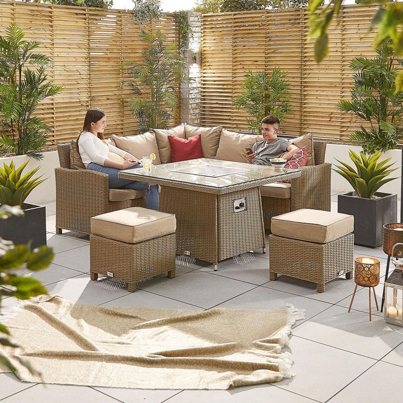 Compact Corner with Firepit Table in Willow - Ciara By Nova