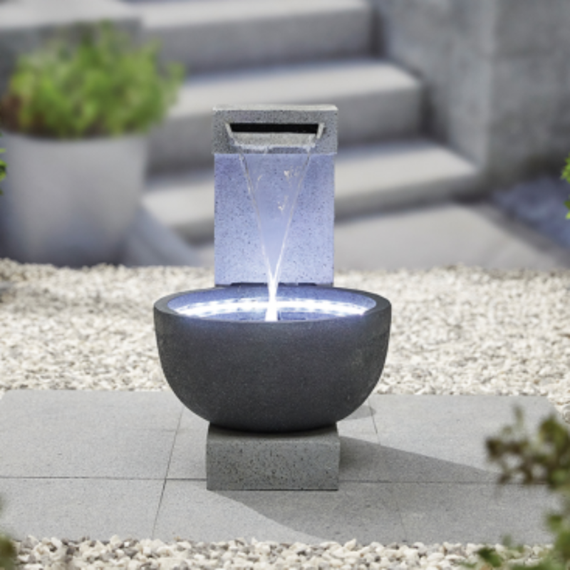 Solitary Pour Fountain Water Feature with LEDS - No plumbing