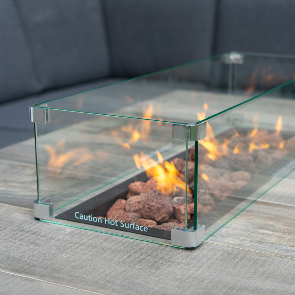 Outdoor Modular Corner with Firepit Table in Grey - Kendal By Vila