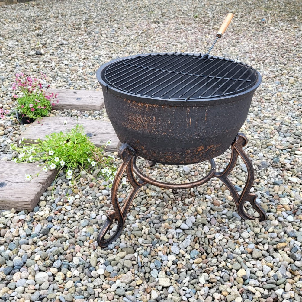 Elidir Cast Iron Fire Bowl with BBQ Grill