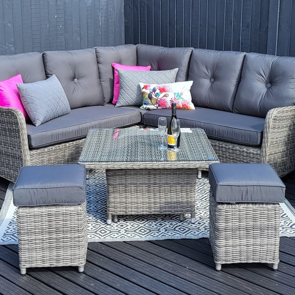 Seville Compact Corner with Adjustable Table in Grey | Katie Blake (Free Cover)