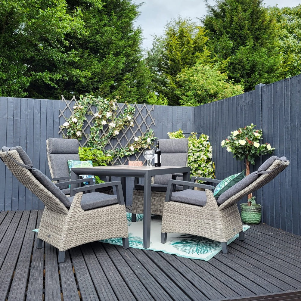 Outdoor Dining 4 Seat Reclining in Grey - Kendal By Vila