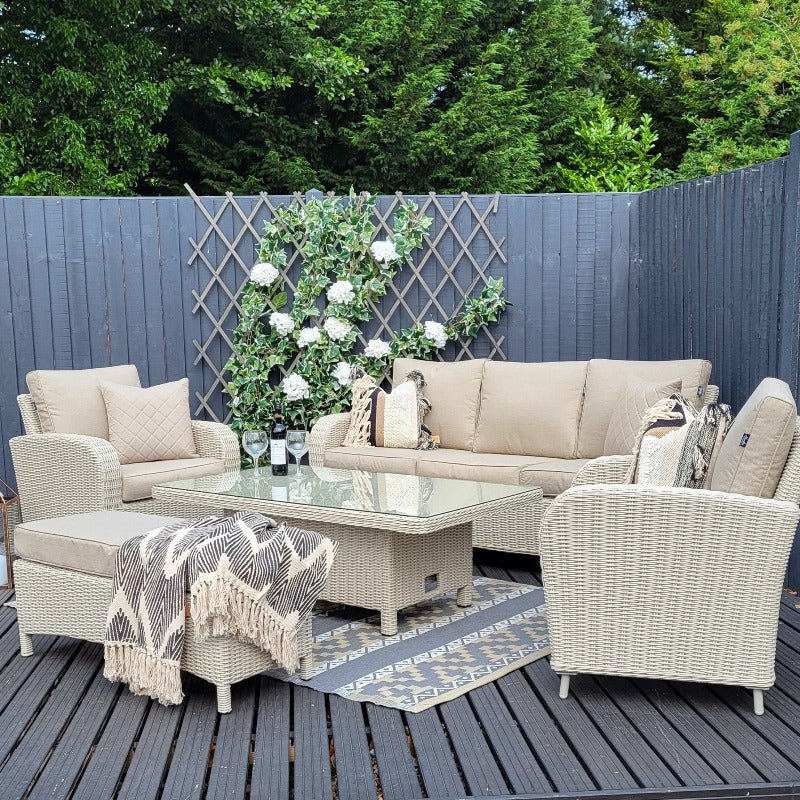 Outdoor Lounge with Adjustable Table in Heather Beige - Haven By Harbo