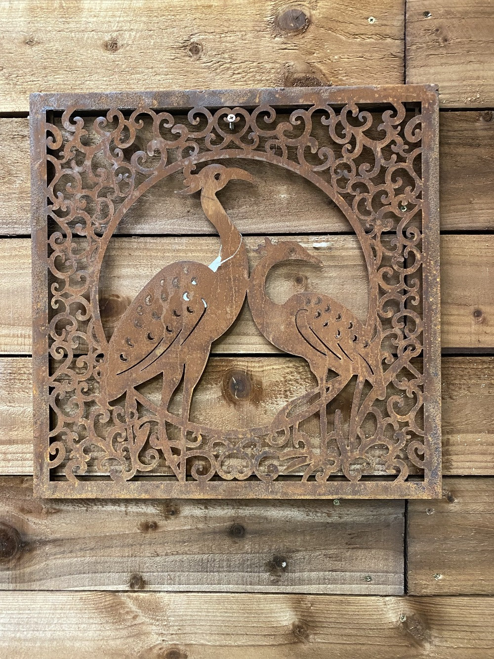 Metal Peacock Square Wall Plaque