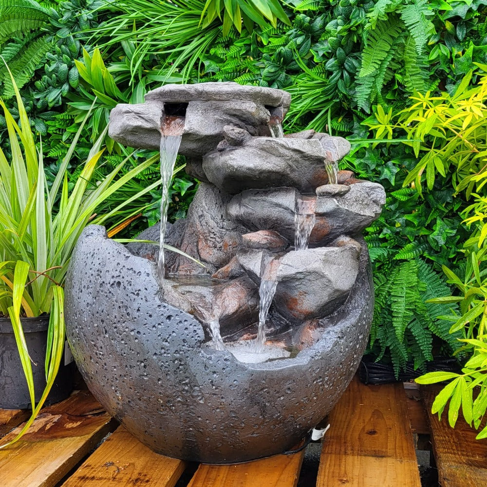 Briar Round Stone Effect Light Up Water Feature - No Plumbing