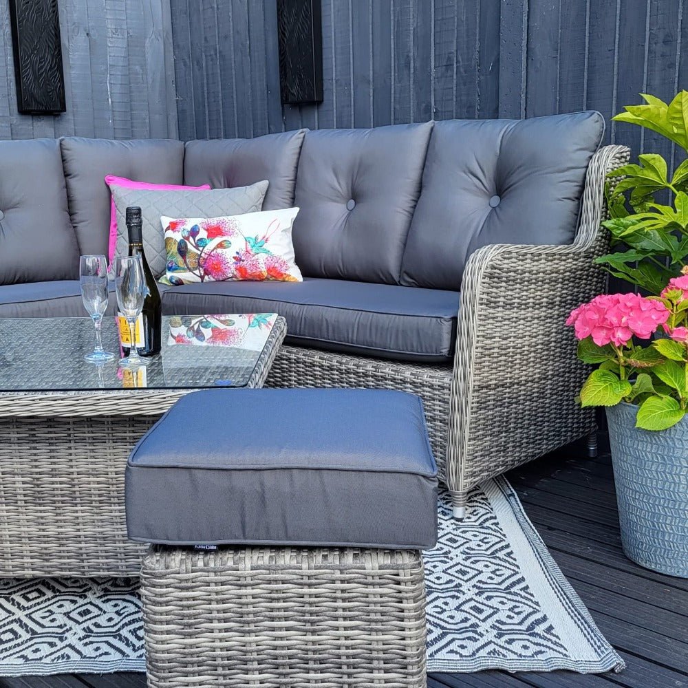 Seville Compact Corner with Adjustable Table in Grey | Katie Blake (Free Cover)