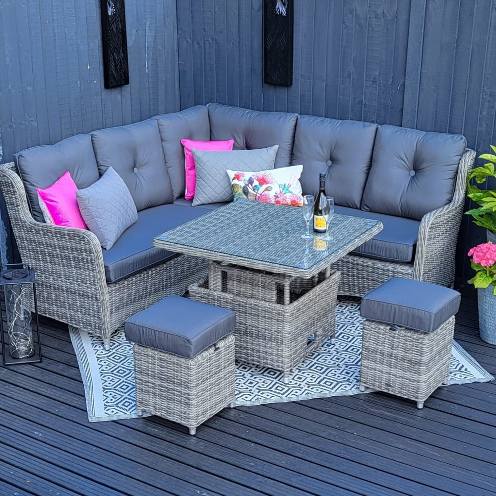 Seville Compact Corner with Adjustable Table in Grey | Katie Blake (Free Cover)