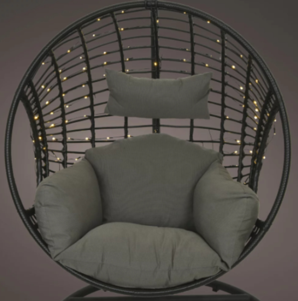 Solar Hanging Egg Chair Net Lights - Warm white